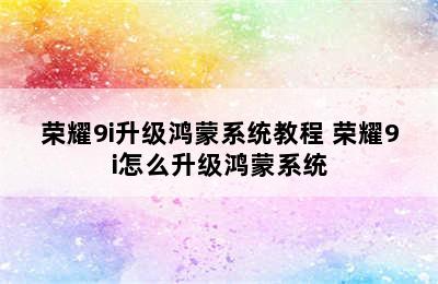 荣耀9i升级鸿蒙系统教程 荣耀9i怎么升级鸿蒙系统